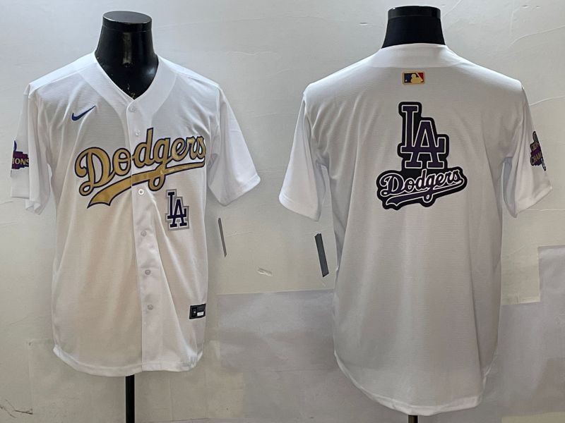 Men Los Angeles Dodgers Blank White Champion gold character 2025 Nike MLB Jersey style 23
